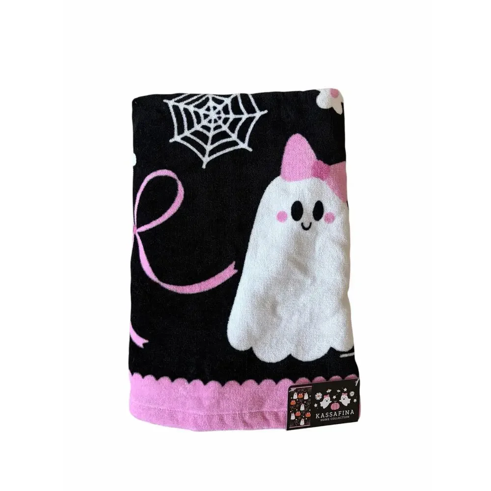 NEW Kassafina Coquette Halloween Bath Towel Set of 2 100% Cotton VIRAL